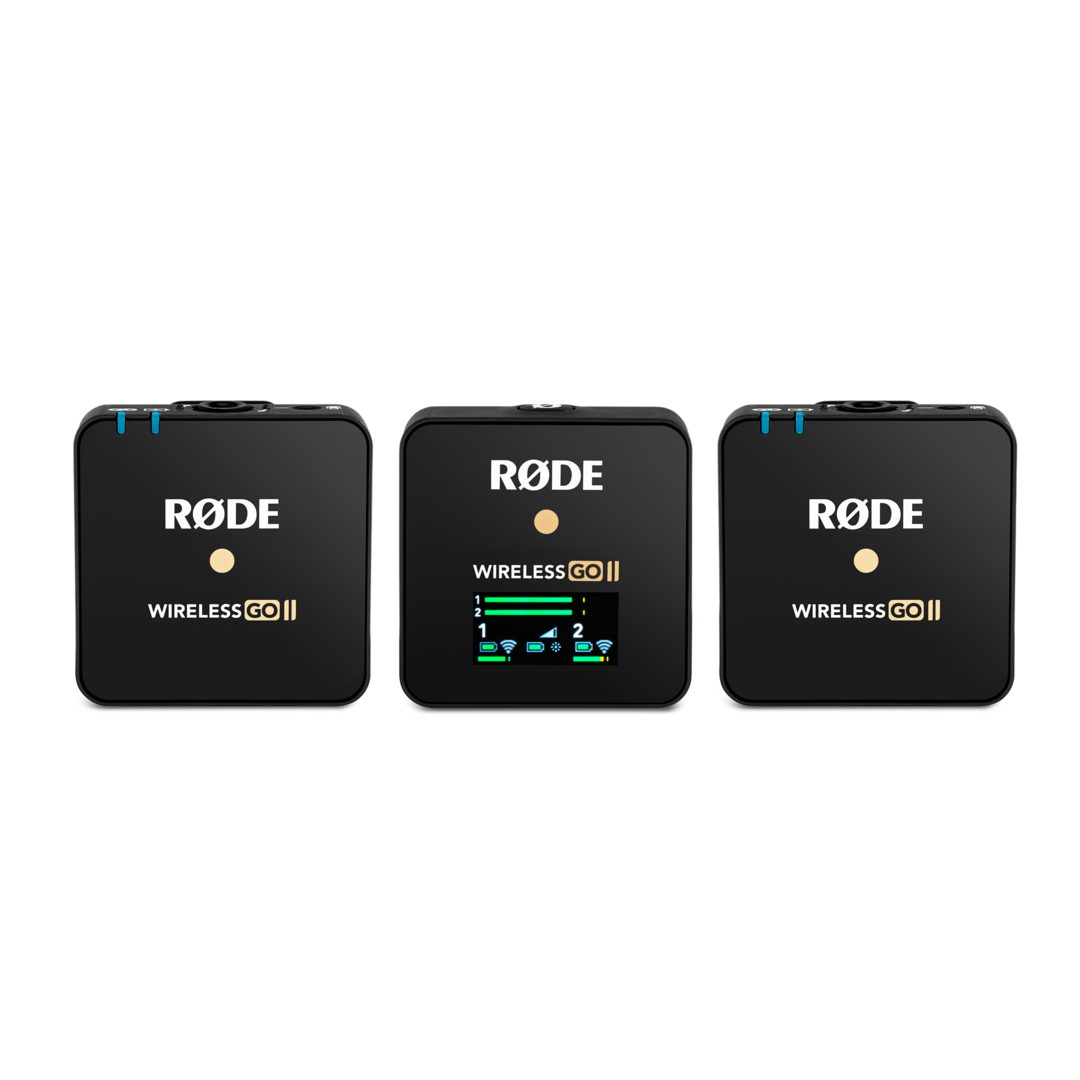 RØDE Wireless GO II Ultra-compact Dual-channel Wireless Microphone System  with Built-in Microphones, On-board Recording and 200m Range for  Filmmaking